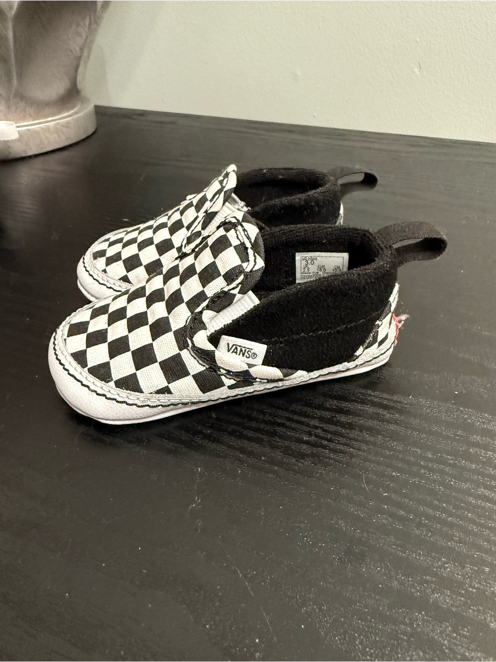Vans Baby Checkerboard Slip-On Shoes - Black & White Crib Shoes